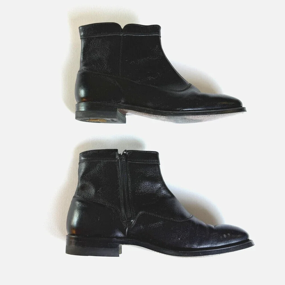 Vintage 60s 70s Side Zip Boots O'Sullivan Heel Union Made Men's 8EE (Extra Wide)